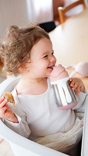 BÉABA - taza de aprendizaje - biberón 2 en 1 - taza infantil con pajita - 100% a prueba de fugas - fácil de abrir - asas extraíbles -Tritan y silicona - 250 ml - Azul