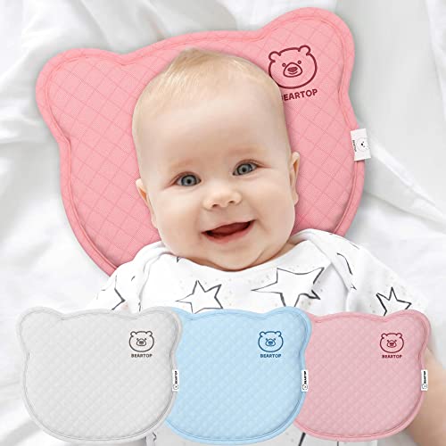 BEARPROTECT Almohada Bebe plagiocefalia de BEARTOP | cojin Bebe & niño | Memory Foam | Regalo para bebés | 2 Fundas de Almohada | cojín antivuelco Bebe, Almohada Bebe Recien Nacido | Cochecito