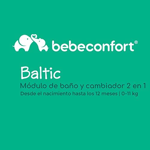 Bebe Confort Baltic Cambiador con bañera para bebé, plegable y compacto, con colchón acolchado incluido, color Warm Grey (Multi)