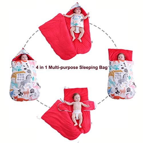 Bebé Saco de Dormir 2.5 Tog, 88 * 46cm Ajustable Invierno Saquito de Dormir con Capucha Desmontable Hombreras Niños Anti-choque Mantas Envolventes con Bidireccional Cremalleras 0-3 Años