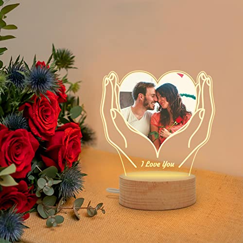 Bemaystar Lámpara Personalizada con Foto Lámpara de Corazón LED Regalo para Mamá Originales Regalo Pareja Personalizado Cumpleaños Navidad Día de la Madre San Valentin