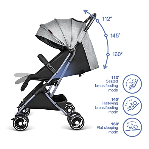 besrey Silla Paseo Bebe Ligera Compacta Cochecito Viaje Avión solo 4,9 kg Carritos de Bebe Plegable 6-36 Meses,Gris