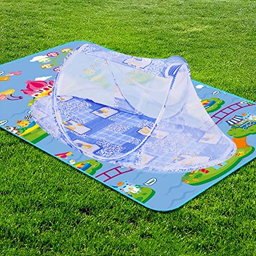 BESTZY Mosquitera para Bebé, Mosquitera Plegable para Tienda, Mosquitera Portátil para Bebé con Cremallera, Adecuada para Dormitorio Familiar, Camping de Playa de Viaje (Azul)