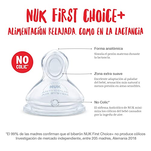 Biberón NUK First Choice+ de Cristal 240ml 0-6meses (Azul)