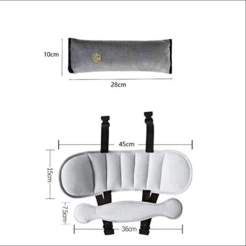 Binjor Automóvil reposacabezas soporte para la cabeza para Bebés Cabeza para carritos Coche Niño Asiento para la Cabeza Ajustable seguridad almohada Tipo de nube +1 reposabrazos gris