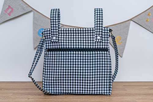 Bolsa panera de algodón vichy - Bolso carro - Talega carrito de bebé - Negro - Nenel