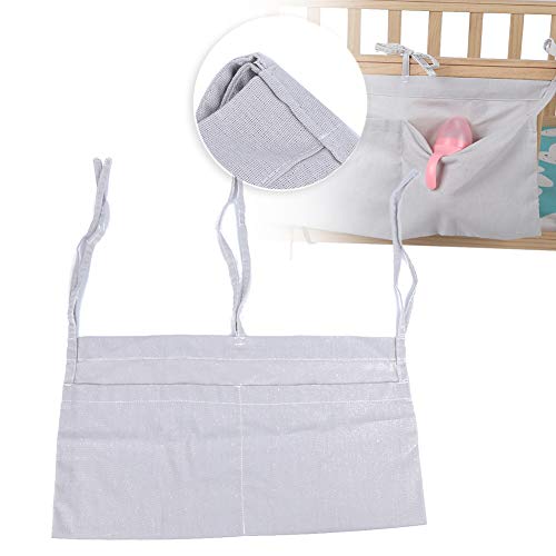 Bolso colgante para cama de bebé, organizador de bolsa de almacenamiento de pañales para cuna infantil Organizador de habitación multiusos Soporte de almacenamiento (49.5cm*28.5cm-gris)