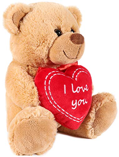 BRUBAKER Oso / Osito de Peluche con 'I Love You' de corazón - 25 cm - Marrón