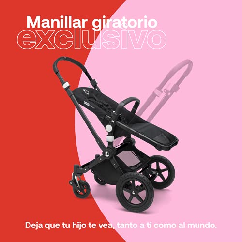 Bugaboo Cameleon 3 Plus, Cochecito 2 en 1 Fácil y Versátil: Cochecito, Carrito Confort y Carricoche, Chasis Negro y Capota Blanco Fresco para el Sol