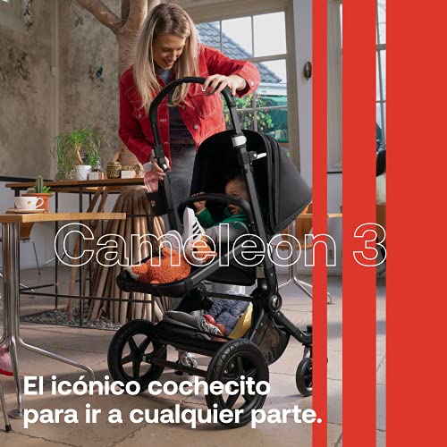 Bugaboo Cameleon 3 Plus, Cochecito 2 en 1 Fácil y Versátil: Cochecito, Carrito Confort y Carricoche, Chasis Negro y Capota Blanco Fresco para el Sol