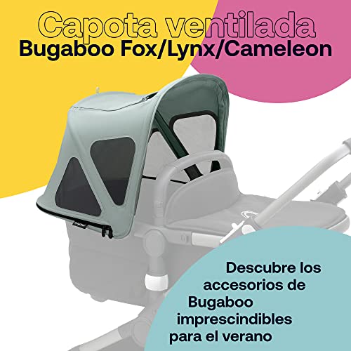 Bugaboo Capota ventilada Fox y Cameleon, extensible para una protección adicional y una protección solar óptima, repelente al agua, Pine Green