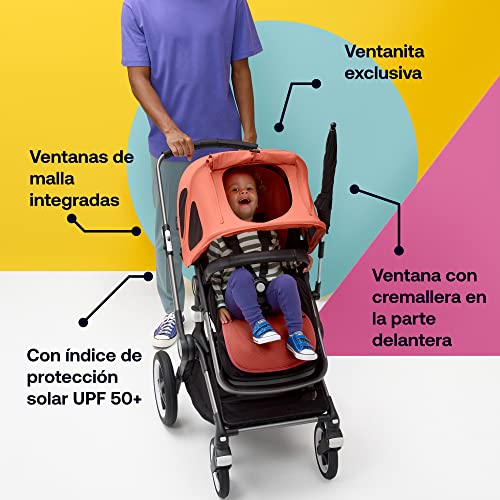 Bugaboo Capota ventilada Fox y Cameleon, extensible para una protección adicional y una protección solar óptima, repelente al agua, Pine Green