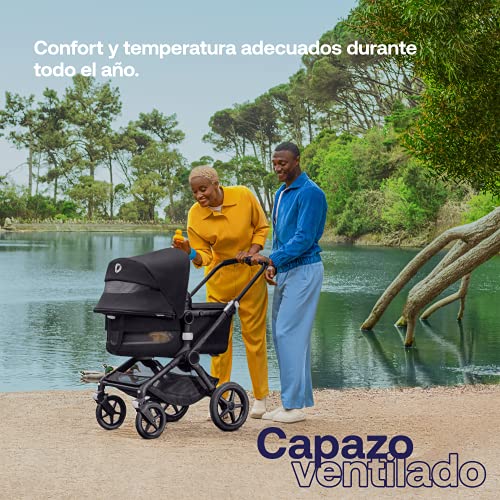 Bugaboo Fox 3, nuestro sistema de viaje 2-en-1 más cómodo: carrito todoterreno, capazo con ventilación avanzada, chasis grafito, capazo y capota Grey Melange