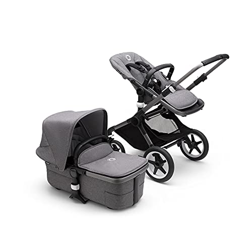 Bugaboo Fox 3, nuestro sistema de viaje 2-en-1 más cómodo: carrito todoterreno, capazo con ventilación avanzada, chasis grafito, capazo y capota Grey Melange