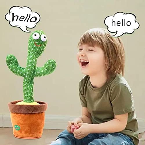 Cactus Bailarin con Movimiento Electrónico, Luces y 120 Canciones. Juguete de Peluche Que Baila para Aprender Idiomas y Ritmo. Carga USB Cable y Batería Incluídos