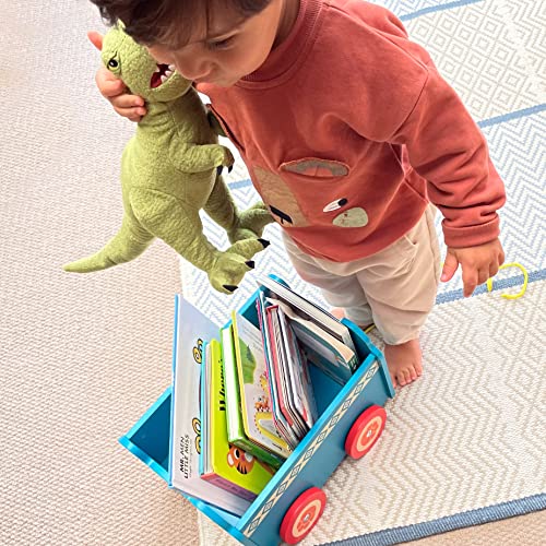 Caja de almacenamiento con ruedas, caja de almacenamiento para habitación de niños, caja de madera ordenada y extraíble (elefante), gran juguete de madera para regalo para niños + 1 2 3 4 5 años