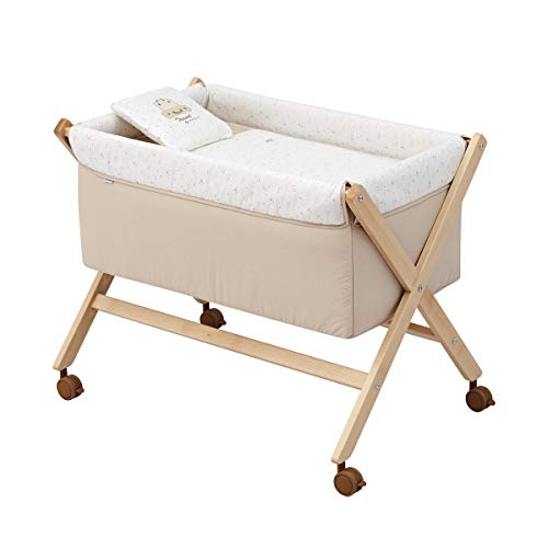 Cambrass Minicuna Tijera Madera, Sky Beige/Natural, 55X87X74 Cm