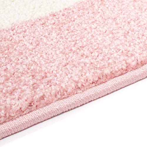 Carpet City Alfombra Infantil Bubble Kids de Pelo Plano con diseño de Nubes en Rosa, para habitación Infantil, tamaño: 80 x 150 cm, 80 x 150 cm