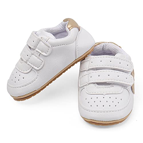 Cheerful Mario Primeros Pasos para Bebé Niños Niñas Zapatos Gateo Bebé Infantiles Zapatillas de Cuero Niños Pequeños W Oro 12-18 Meses