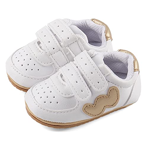 Cheerful Mario Primeros Pasos para Bebé Niños Niñas Zapatos Gateo Bebé Infantiles Zapatillas de Cuero Niños Pequeños W Oro 12-18 Meses