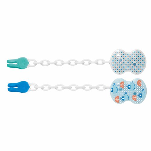 Chicco 00004083000000 - Clip con cadena para chupete, modelos surtidos, (1 Unidad)