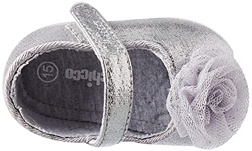 Chicco Bebe'/Ballerina Nora per neonata, Zapatos Tipo Ballet Bebé-Niñas, Plateado, 16 EU