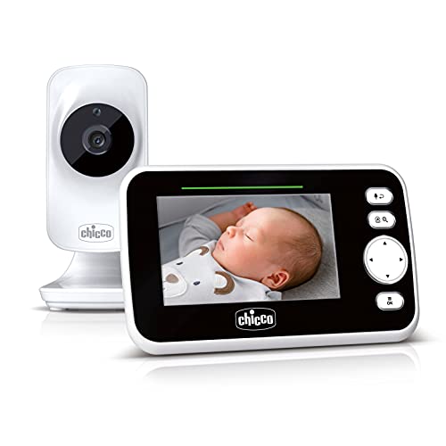 Chicco Deluxe Video Baby Monitor, Vigilabebés con Cámara y Pantalla a Color LCD de 4.3", Alcance de 200 m, Visión Nocturna, Termómetro, Melodías, Ruido Blanco y Batería de Larga Duración