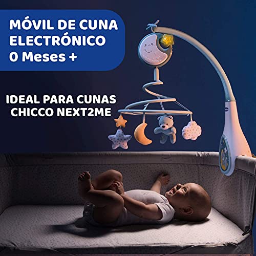 Chicco Next2Dreams Carrusel Móvil Bebé con Luces Y Música 3 En 1 Móvil Compatible + Buenas Noches Estrellitas Azul, Lámpara Bebé Multicolor con Luz Quitamiedos Y Proyector De Estrellas