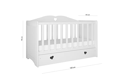 Children's Beds Home - Cuna Cama Olivia - Para Bebés Recién Nacidos - Colchón 9 cm Colchón de Espuma