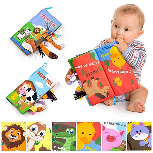 Comius Sharp 2 Copias Libros Blandos para Bebé, Libros de Tela para Bebé, Bebé Libro de Suave Animales Libros de Tela para Bebes para Bebé Recién Nacido Niños Preescolar