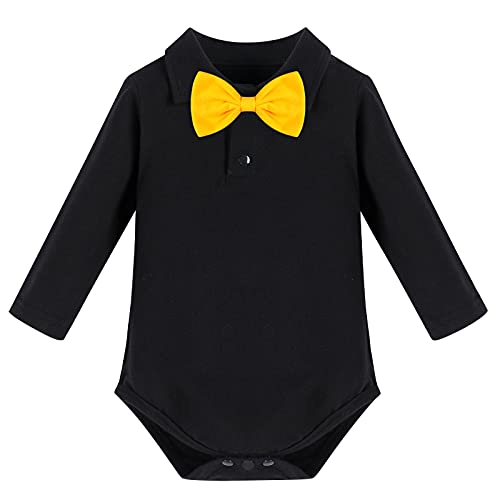 Conjunto de 3 Piezas para Bebé Niños, Mameluco de Manga Larga y Pantalones Cortos de Tirantes con Diadema de Oreja Trajes Casual Disfraz de Mickey Mouse para Fotografía Nergo - Lunares 18-24 Meses