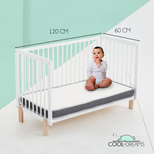 COOL · DREAMS - Colchón de Cuna bebé HR Morfeo para cunas de bebé de 120x60 con Certificado Oeko-Tex® y CertiPUR