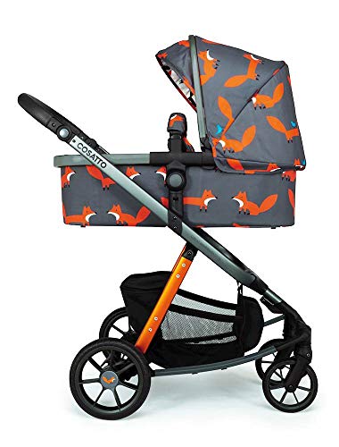 Cosatto Giggle Quad Pram & Pushchair – From Birth to 20kg, Lightweight, Compact Fold, Duo-directional Seat (Charcoal Mister Fox)