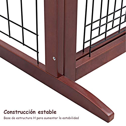 COSTWAY Barrera de Seguridad Extensible de Madera para Puerta Escalera Valla Protección para Bebé Perro Mascotas