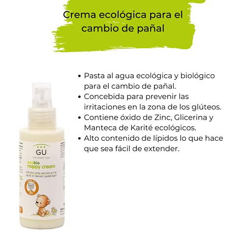 Crema Pañal Bebé 100 ml - Contiene Manteca de Karité y Óxido de Zinc - Previene las Irritaciones - Ideal Para Pieles más Delicadas - Crema para Cambio de Pañal - Crema para Bebé - Gu Planet