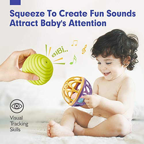 CubicFun Pelotas Sensoriales Bebés Juguetes Bebes 6-12 Meses Multi Textura Pelota Sonajeros Bebe Infantil Pelotas de Masaje Mordedor sin BPA con Sonido, 7 Piezas