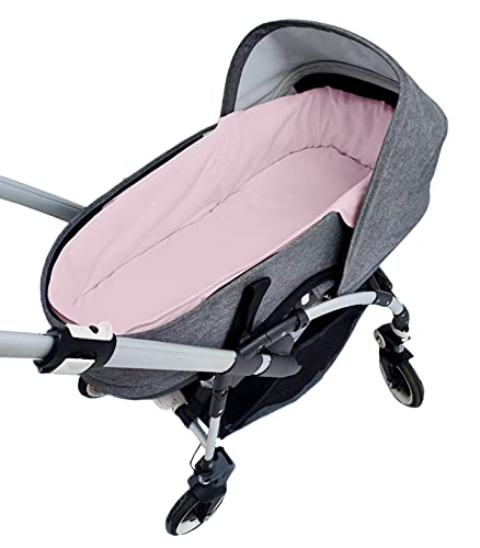 Cubre capazo o funda para capazo compatible con Bugaboo Bee acolchada + sábana bajera (Rosa bebé)