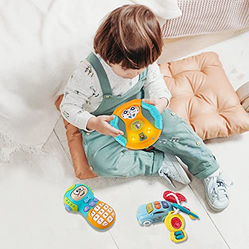 deAO Telefono Movil, Volante y Llavero de Juguete con Efectos de Luz y Sonido Musical para Niños y Niñas Juego Infantil para el Desarrollo de la Motricidad Fina y los Sentidos