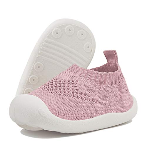 DEBAIJIA Bebé Primeros Pasos Zapatos 1-4 años Niños Niñas Infante Suave Suela Antideslizante Malla Transpirable Ligero 23 EU Rosa (Tamaño de la etiqueta-21)