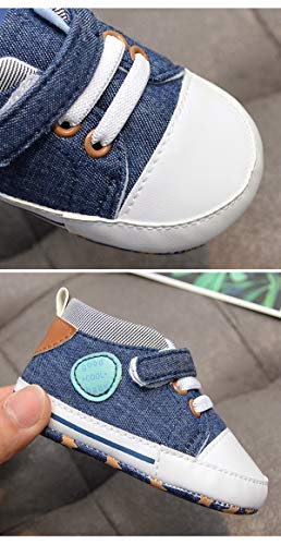 DEBAIJIA Bebé Primeros Pasos Zapatos de Lona 6-12M Niños Alpargata Suave Antideslizante Ligero Slip-on 18 EU Azul (Tamaño Etiqueta-2)