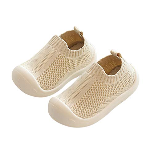 DEBAIJIA Zapatos para niños pequeños 1-5T Baby First-Walking Kid Deporte Suela Suave Malla Antideslizante Entrenador Transpirable 19 EU Beige (Tamaño de Etiqueta 18)