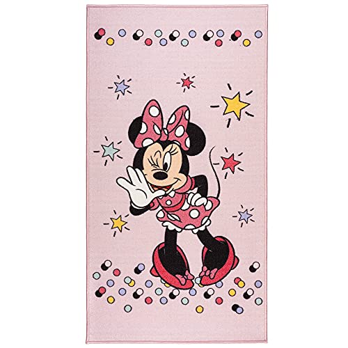 Disney Alfombra para niños con licencia oficial para niños, para habitación de niños, sala de juegos, antideslizante y lavable a máquina, alfombra de Disney Minnie Mouse, 80 x 120 cm