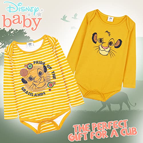 Disney Pack de 2 Bodies Bebe Manga Larga del Rey León, Ropa Bebe de Simba 100% Algodón, Regalo Bebe 0 - 24 Meses (9-12 Meses, Multicolor)