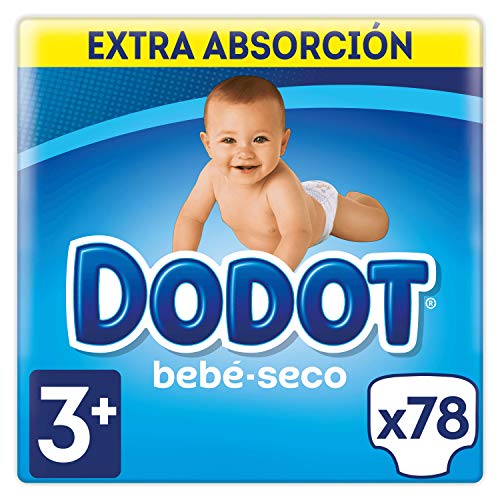 Dodot Bebé-Seco Pañales Talla 3+, 78 Pañales, con Canales de Aire