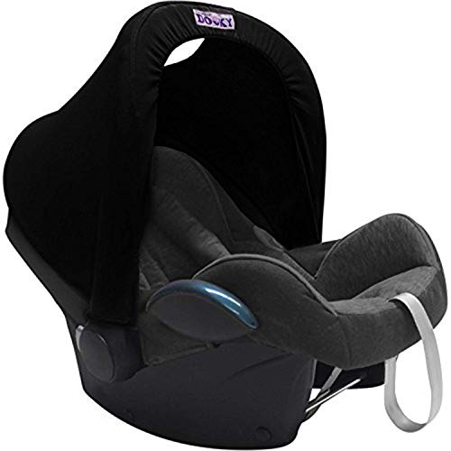 Dooky Hoody Protección Solar para Portabebés de Bebe o Cochecitos de Niño (Diseño Black, Incl. Protección UV 40+, Grupo de Edad 0+, Universal Adecuado para la Mayoría de las Marcas), Negro