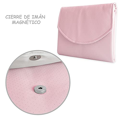 Duffi Baby Cambiador Bebe Portatil Polipiel. Cambiador Plegable Bebes Recien Nacidos. Cambiador De Viaje Impermeable Acolchado Suave. Cambiador Pañales De Paseo. Circulos Color Rosa, Pequeño, 2016 ml