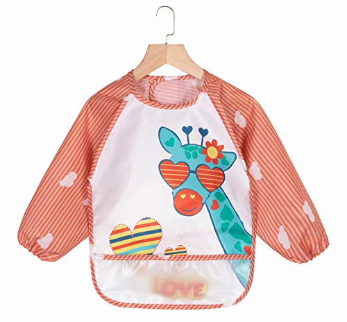 ElecMotive 3pcs Babero con Mangas Impermeable Babero de Manga larga Niños Niñas 8-36 Meses