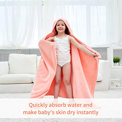 EOZY Bebé Toallas de Baño con Capucha 70x140cm Niños Animal Albornoz Bebe Capa de Baño Vellón de Coral Suaves Absorbentes Toalla Baño Manta Niñas,Size M