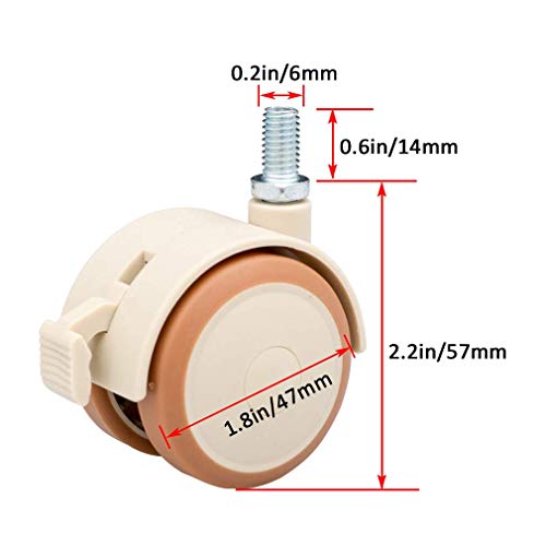 FCXBQ Juego de 4 Ruedas giratorias de Goma para Cuna para niños, Rueda para Muebles de 2 Pulgadas, Accesorios para Ruedas de Cuna para bebé, Capacidad 120 kg, Rueda Doble, Sile