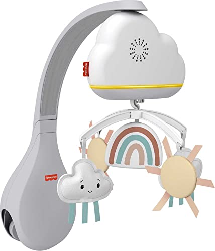 Fisher-Price Móvil de Cuna con Nube, Sol y Arcoíris - Producto para Bebés - Luces y Sonidos - Sensor de Llanto - Regalo para Bebés de 0+ Meses